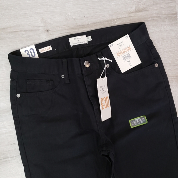 TOPMAN black regular slim jeans 30 x 30 - Picture 5 of 7